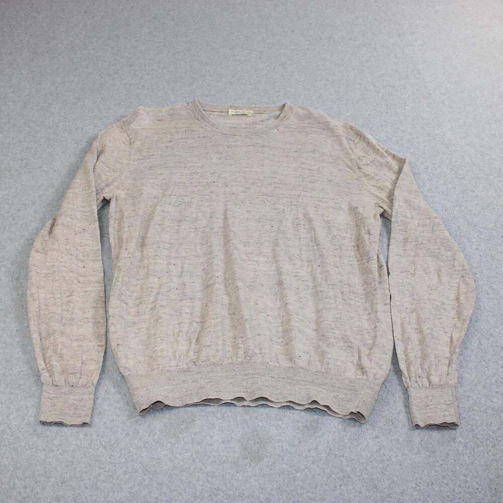 Suitsupply Sweater Men Large Beige Linen Cotton Crewneck Lightweight Heritage